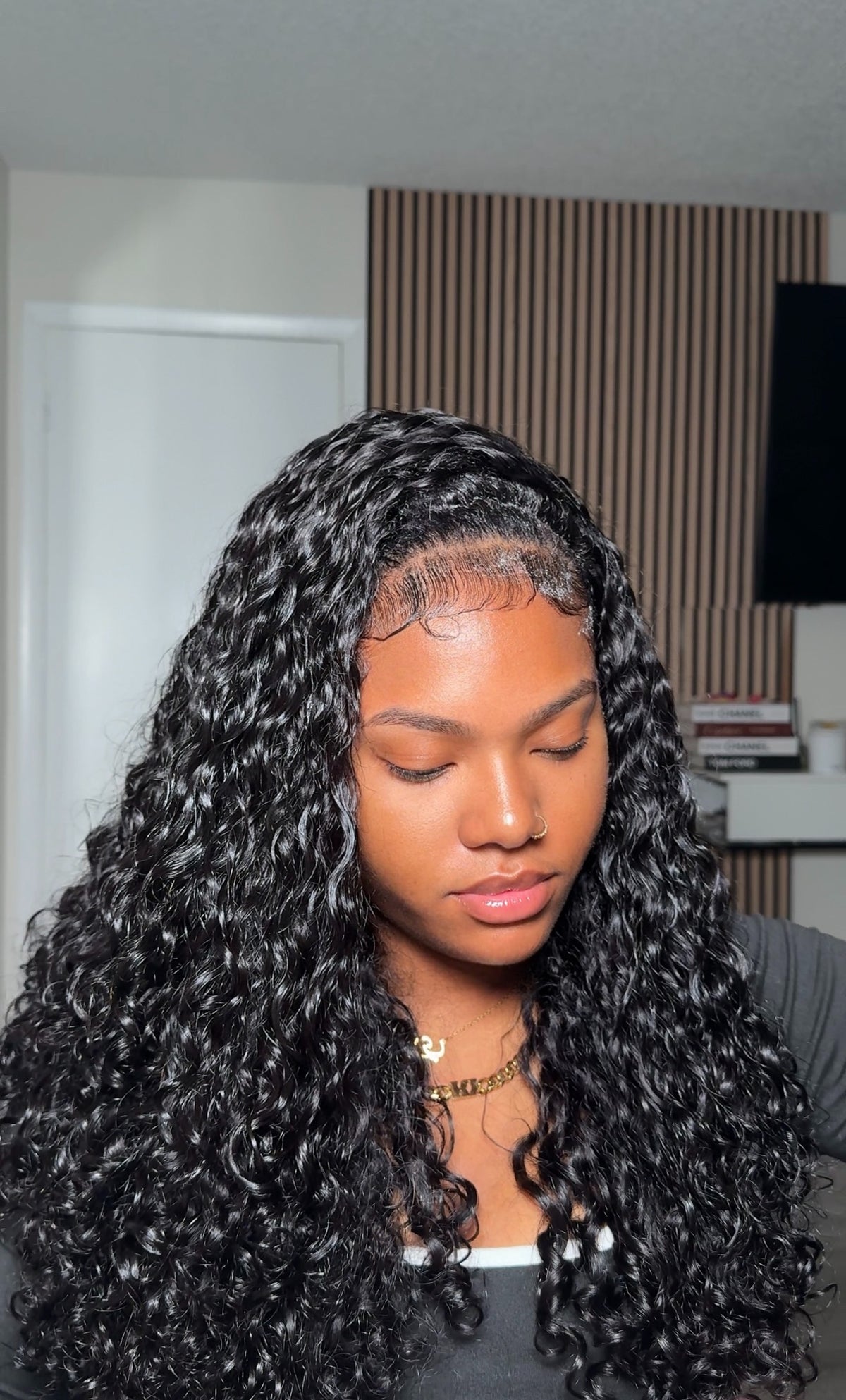 Curly flip over half wig